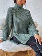 Women's Oversized Ribbed Turtleneck Jumper