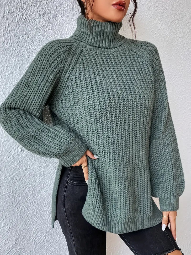 Women's Oversized Ribbed Turtleneck Jumper