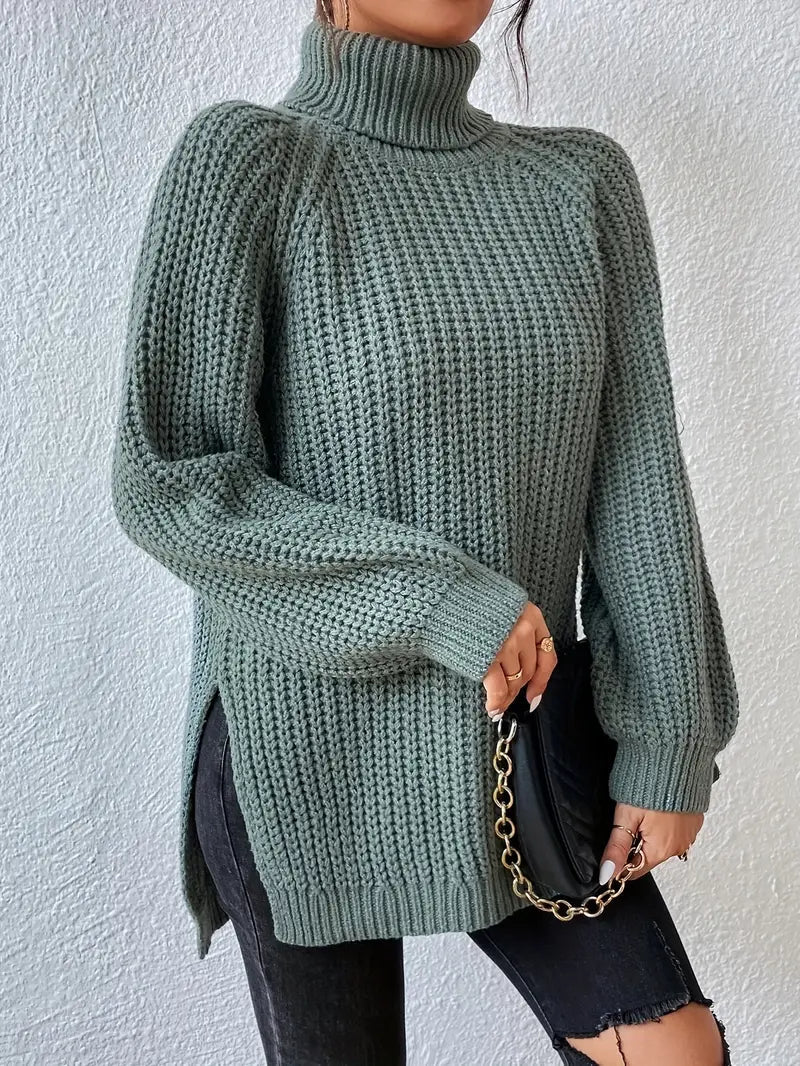 Women's Oversized Ribbed Turtleneck Jumper