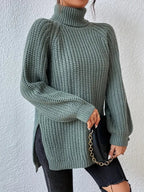 Women's Oversized Ribbed Turtleneck Jumper