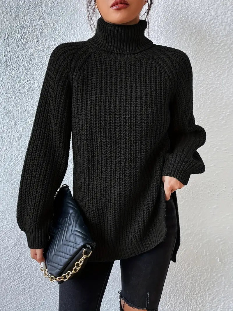 Women's Oversized Ribbed Turtleneck Jumper