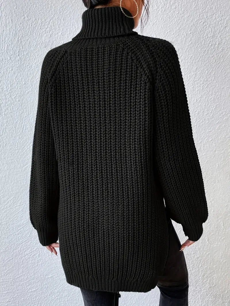 Women's Oversized Ribbed Turtleneck Jumper