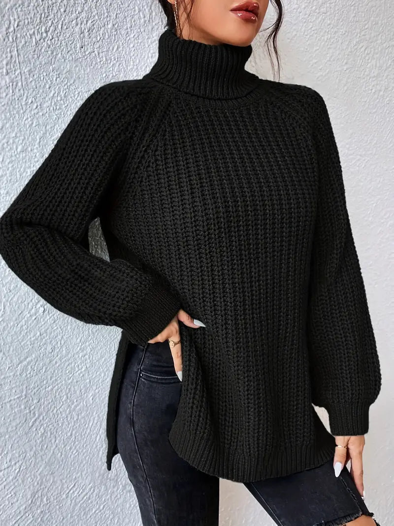 Women's Oversized Ribbed Turtleneck Jumper