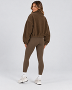Women's Three Piece Co-Ord Set with Half Zip Teddy Fleece Pullover and Leggings