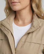 Women's Utility Jacket with Drawstring Waist and Flap Pockets