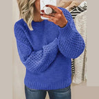 Women's Waffle Knit Jumper with Crew Neck