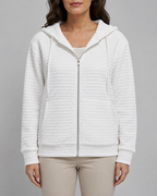 Women's Waffle Knit Zip Up Hoodie with Pockets