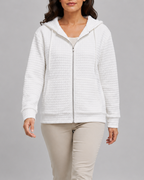 Women's Waffle Knit Zip Up Hoodie with Pockets