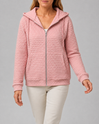 Women's Waffle Knit Zip Up Hoodie with Pockets