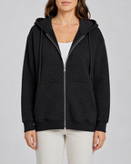 Women's Waffle Knit Zip Up Hoodie with Pockets