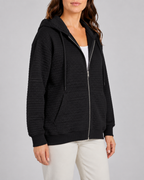 Women's Waffle Knit Zip Up Hoodie with Pockets