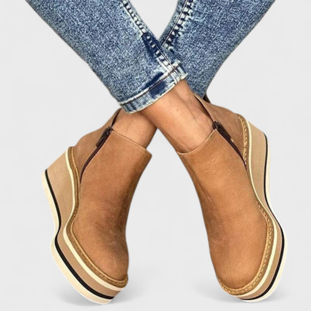 Women's Water-repellent Platform Ankle Boots with Side Zip
