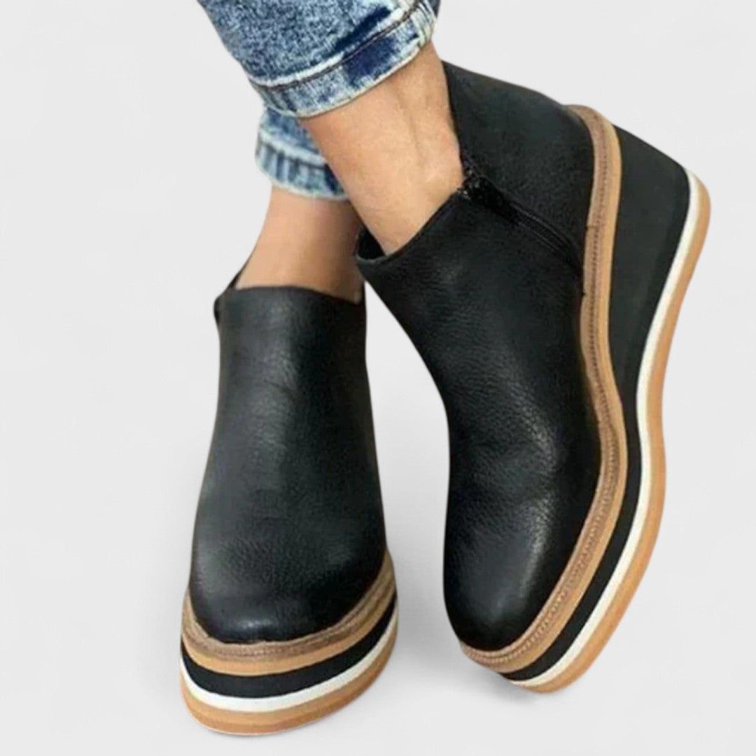Women's Water-repellent Platform Ankle Boots with Side Zip