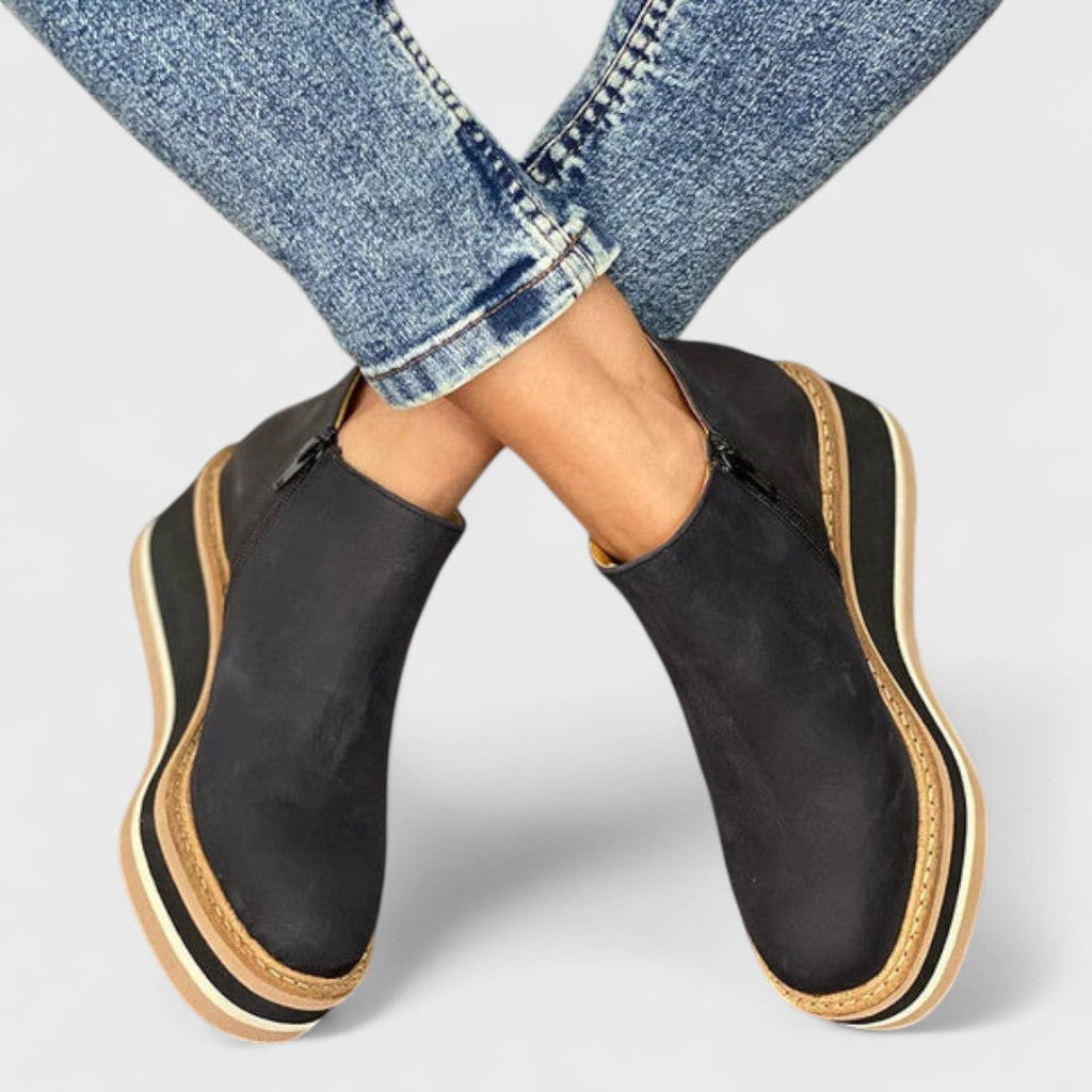 Women's Water-repellent Platform Ankle Boots with Side Zip