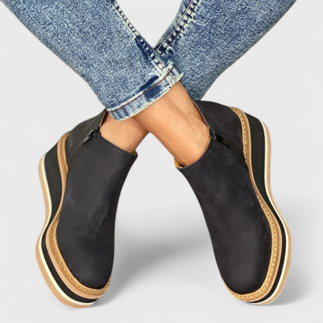 Women's Water-repellent Platform Ankle Boots with Side Zip