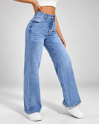 Women's high rise wide leg jeans full length