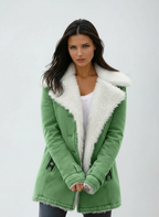 Women's Sherpa Lined Coat with Lapel Collar