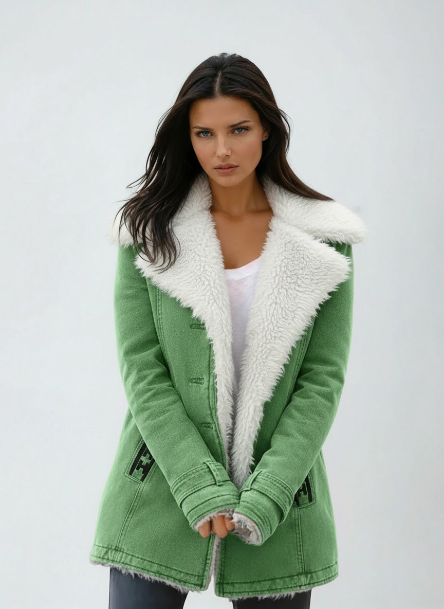 Women's Sherpa Lined Coat with Lapel Collar