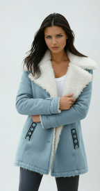 Women's Sherpa Lined Coat with Lapel Collar