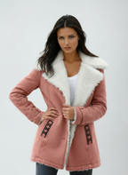 Women's Sherpa Lined Coat with Lapel Collar