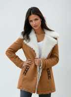 Women's Sherpa Lined Coat with Lapel Collar