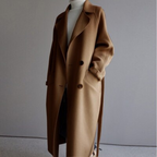 Women's Wool Look Coat with Lapel Collar and Button Front