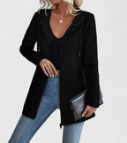 Women's Hooded Zip Up Jacket with Cable Texture