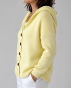 Women's Long Sleeve Hooded Button Up Knit Cardigan