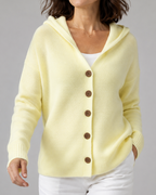 Women's Long Sleeve Hooded Button Up Knit Cardigan