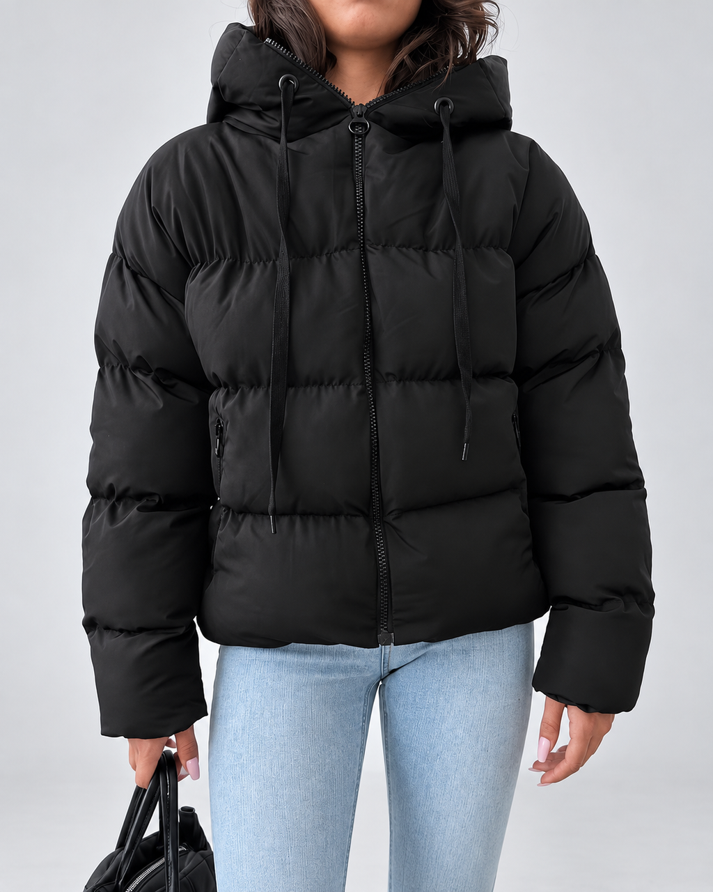 Women's Oversized Hooded Padded Puffer Jacket with Zip Front