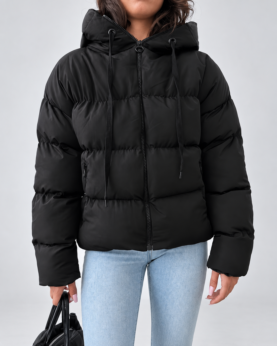 Women's Oversized Hooded Padded Puffer Jacket with Zip Front
